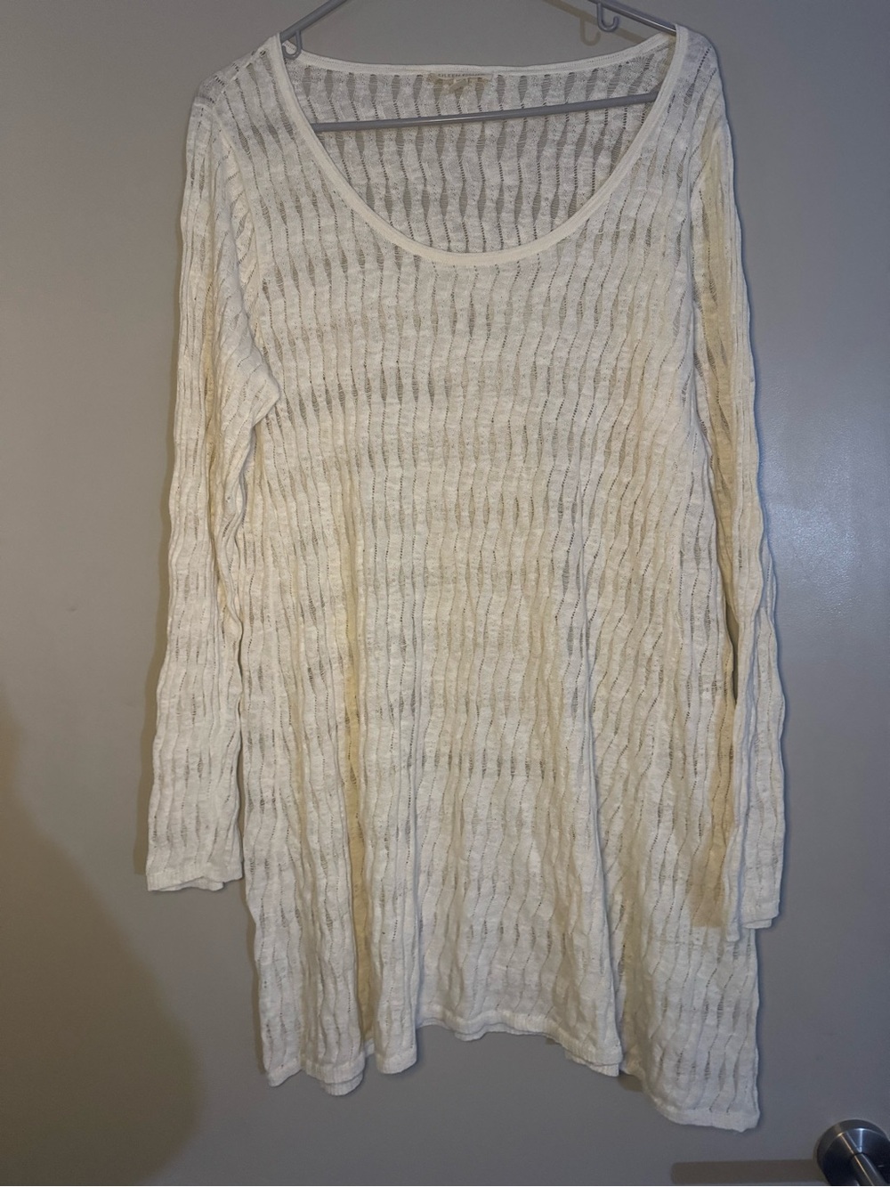 Eileen Fisher Cotton Linen Knit Cover Up in Off White Large